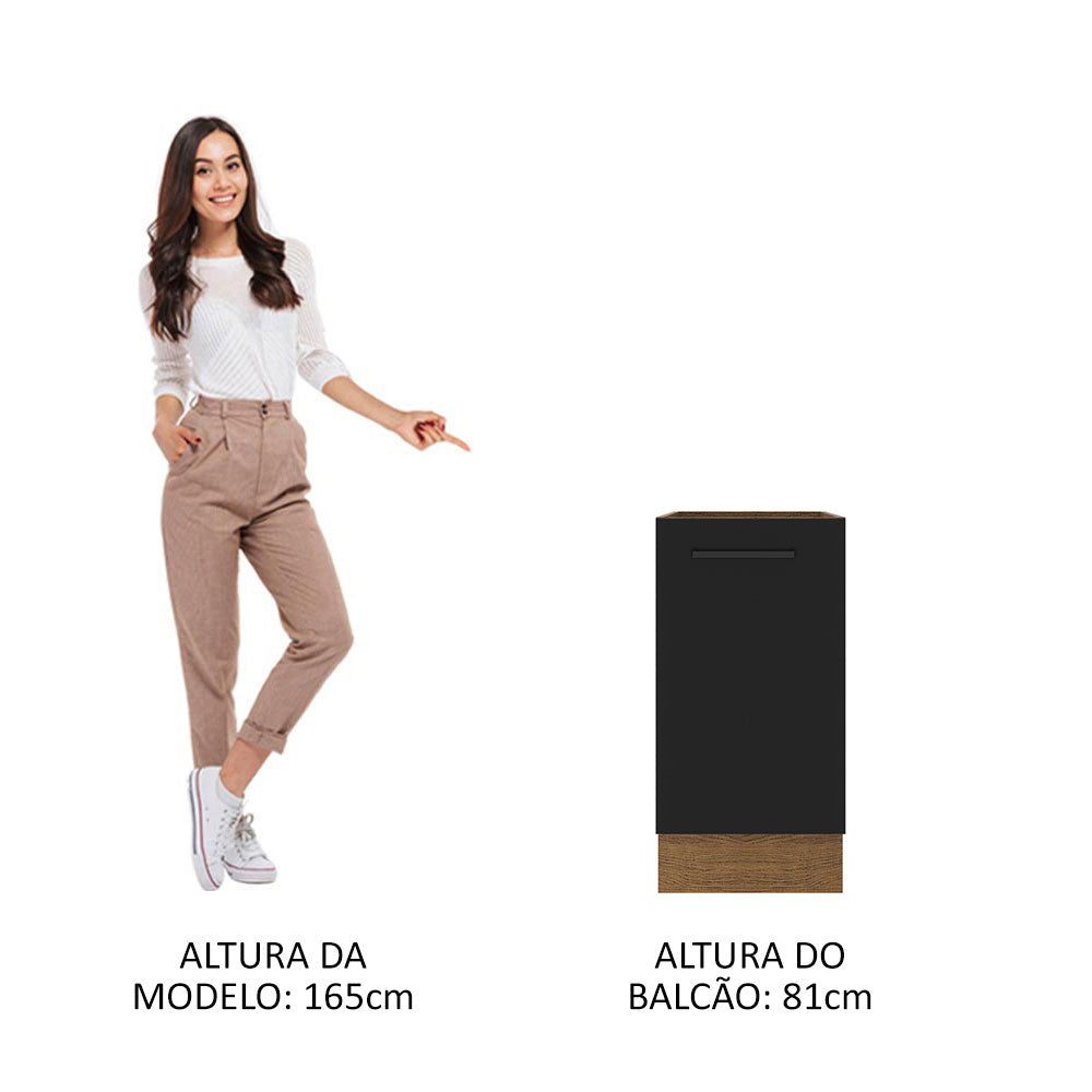 Balcão Madesa Agata 40 x 60 cm 1 Porta (Sem Tampo) Rustic/Preto