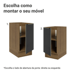 Balcão de Cozinha 40 x 60 cm 1 Porta (Sem Tampo) Rustic/Preto Lux Madesa
