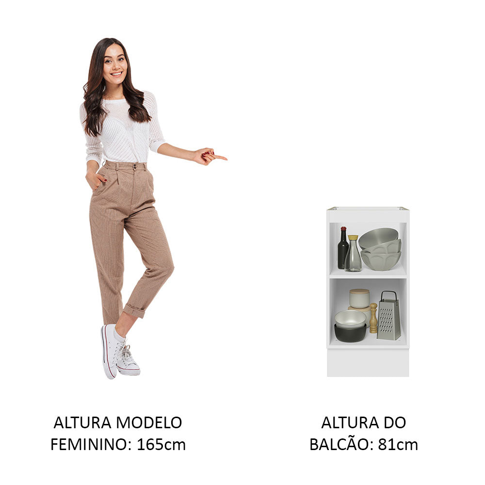 Balcão Cozinha 40 x 60 cm 1 Porta (Sem Tampo) Branco/Rustic Glamy Madesa