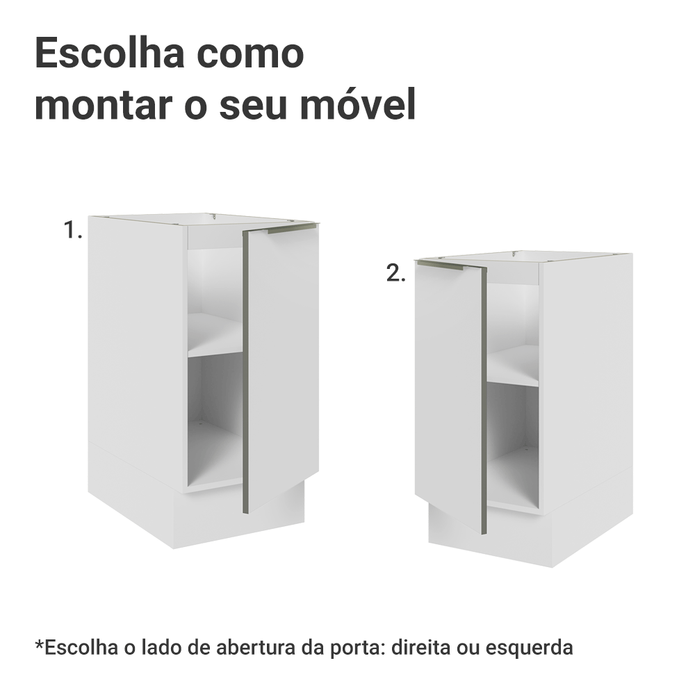 Balcão de Cozinha 40 x 60 cm 1 Porta (Sem Tampo) Branco/Branco Veludo Lux Madesa