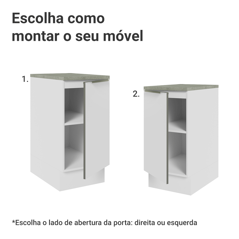 Balcão 40 x 60 cm 1 Porta (Com Tampo) Branco/Branco Veludo Lux Madesa