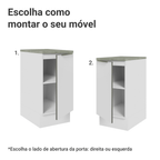 Balcão 40 x 60 cm 1 Porta (Com Tampo) Branco/Branco Veludo Lux Madesa