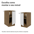 Balcão de Cozinha 40 x 60 cm 1 Porta (Sem Tampo) Rustic/Branco Veludo Lux Madesa