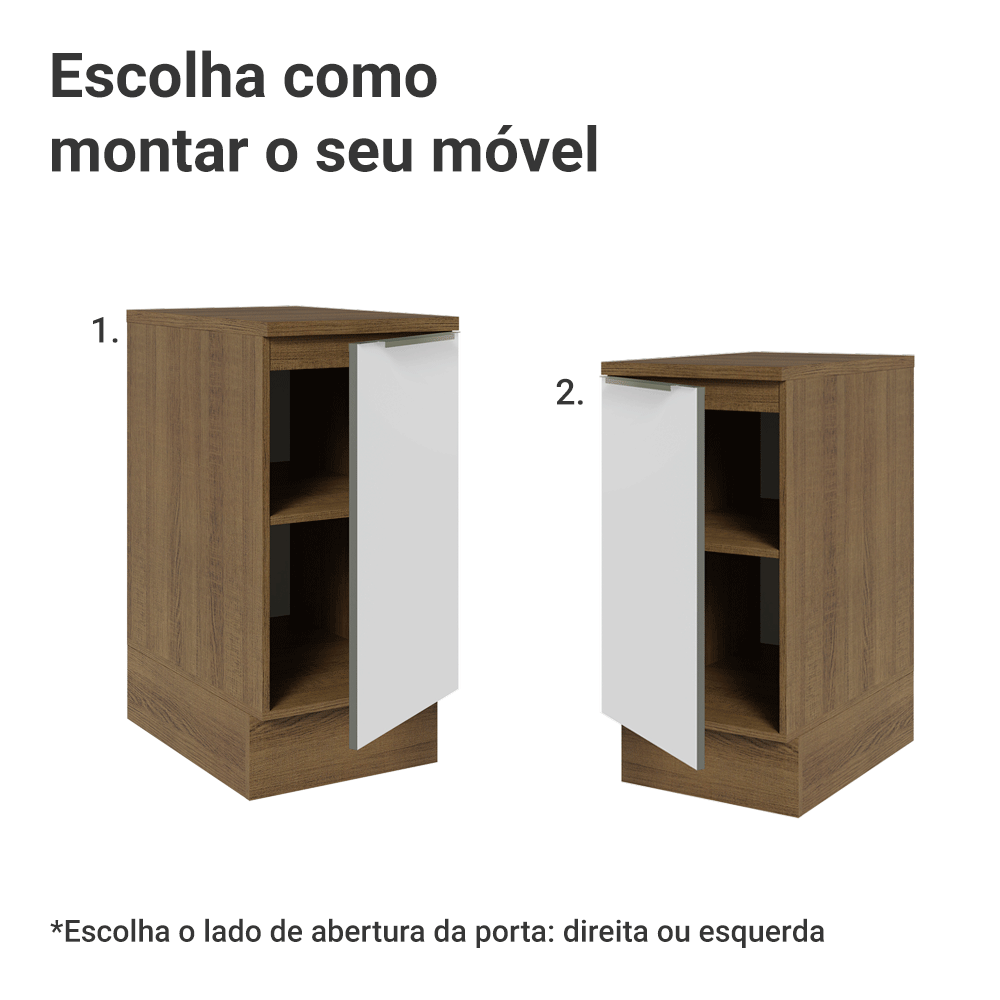 Balcão 40 x 60 cm 1 Porta (Com Tampo) Rustic/Branco Veludo Lux Madesa