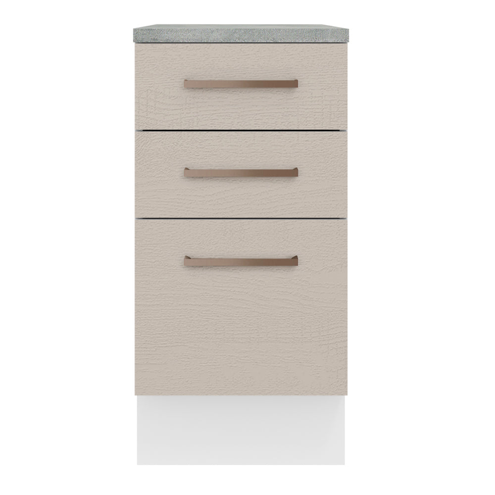 Balcão 40 x 60 cm 3 Gavetas (Com Tampo) Branco/Crema Agata Madesa