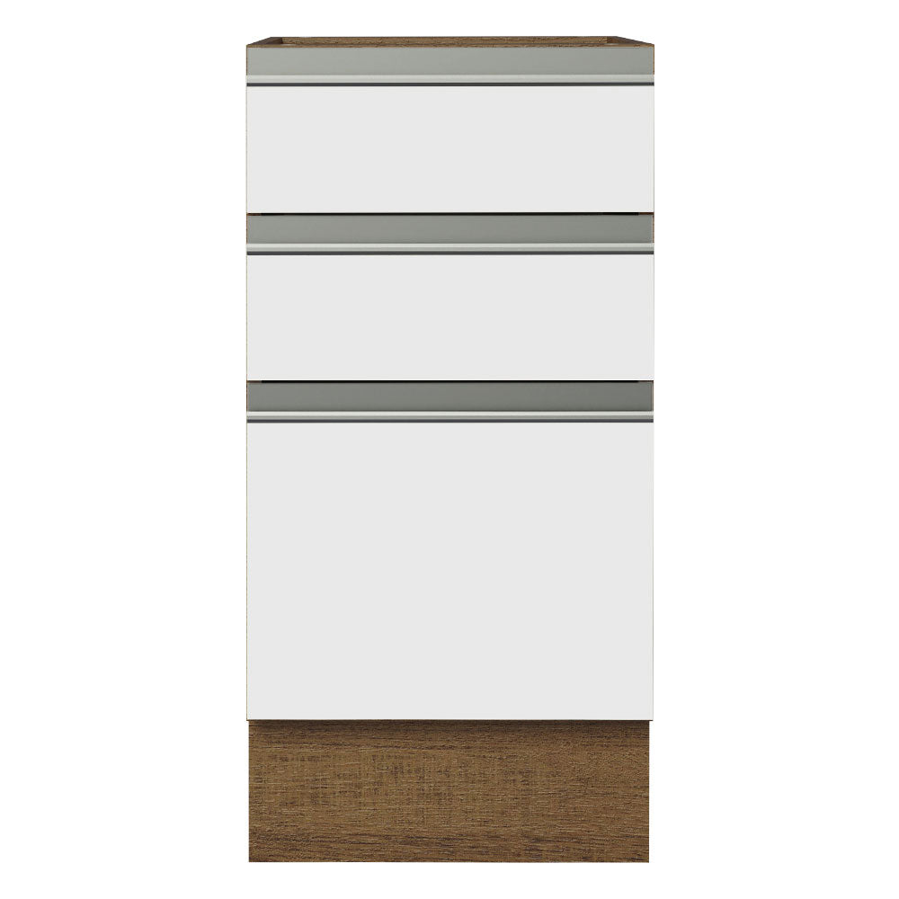 Balcão Cozinha 40 x 60 cm 3 Gavetas (Sem Tampo) Rustic/Branco Glamy Madesa