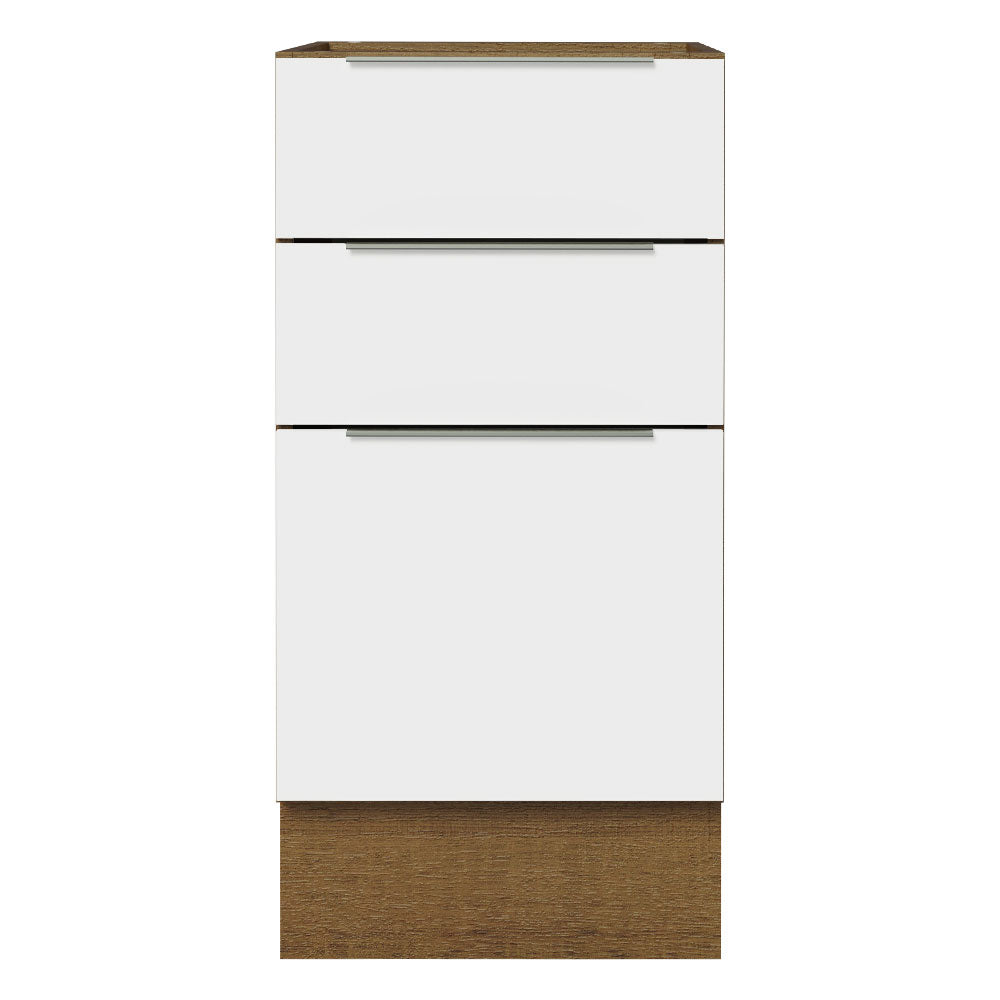 Balcão Cozinha 40 x 60 cm 3 Gavetas (Sem Tampo) Rustic/Branco Stella Madesa
