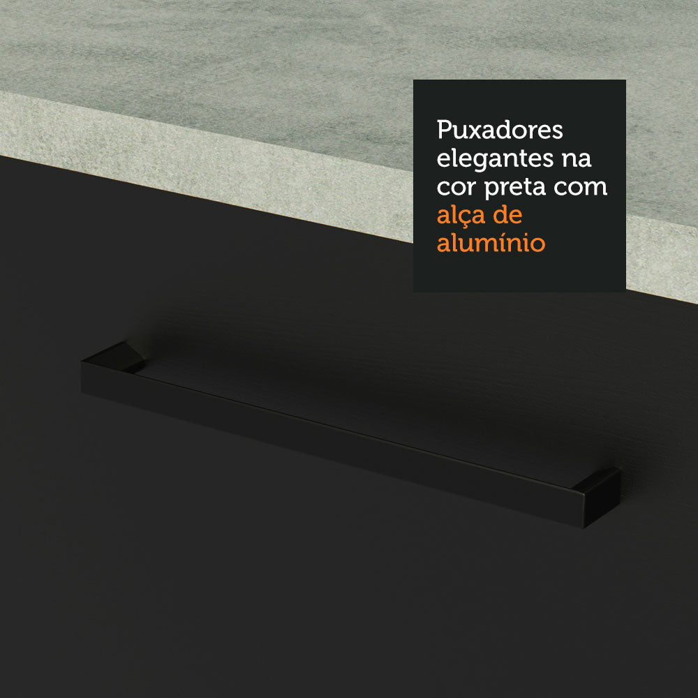 Balcão Madesa Agata 40 x 60 cm 3 Gavetas (Sem Tampo) Branco/Preto