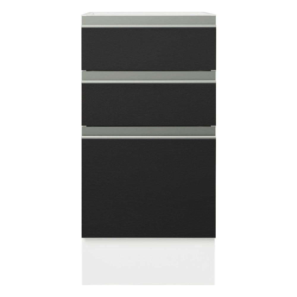 Balcão Cozinha 40 x 60 cm 3 Gavetas (Sem Tampo) Branco/Preto Glamy Madesa