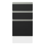 Balcão Cozinha 40 x 60 cm 3 Gavetas (Sem Tampo) Branco/Preto Glamy Madesa