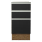 Balcão Cozinha 40 x 60 cm 3 Gavetas (Sem Tampo) Rustic/Preto Glamy Madesa
