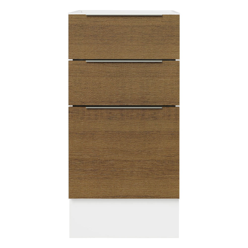 Balcão Cozinha 40 x 60 cm 3 Gavetas (Sem Tampo) Branco/Rustic Stella Madesa