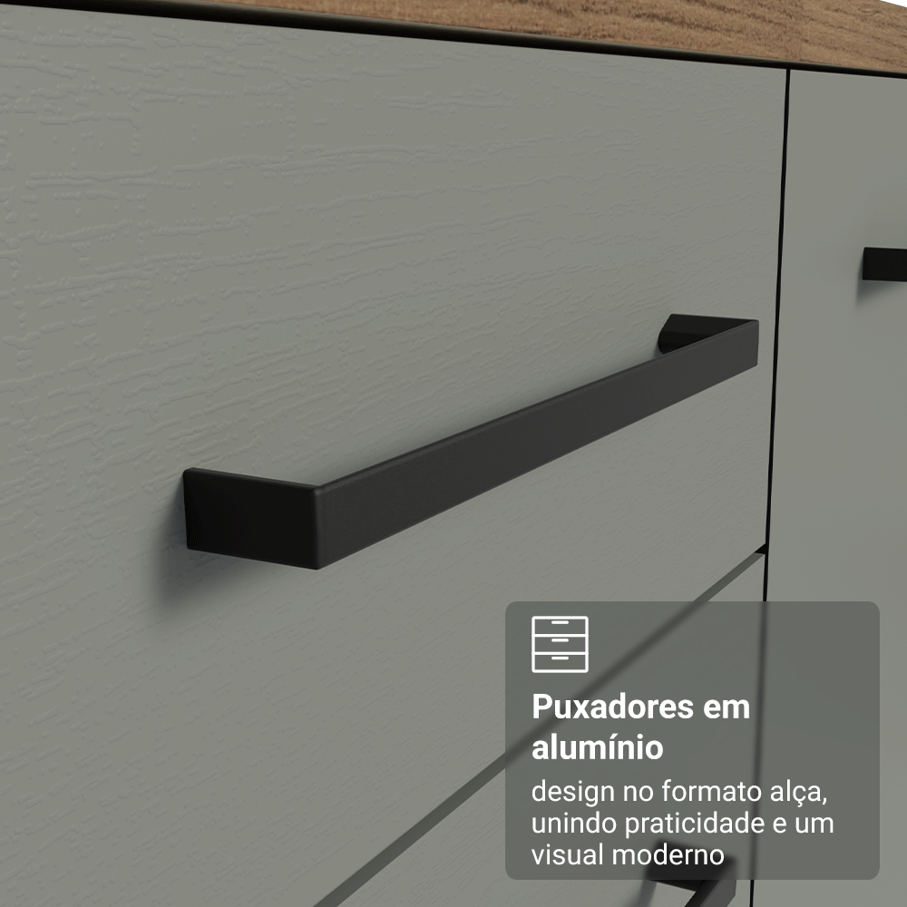 Balcão Madesa Agata 40 x 60 cm 3 Gavetas (Sem Tampo) Rustic/Cinza