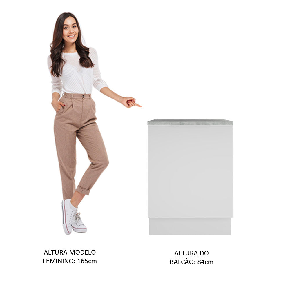 Balcão Madesa Stella 60 x 60 cm 1 Porta (Com Tampo) Branco