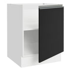 Balcão Cozinha 60 x 60 cm 1 Porta (Sem Tampo) Branco/Preto Glamy Madesa
