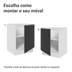Balcão de Cozinha 60 x 60 cm 1 Porta (Sem Tampo) Branco/Preto Lux Madesa