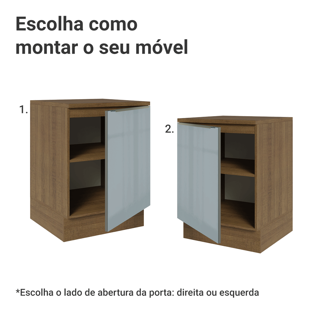 Balcão 60 x 60 cm 1 Porta (Com Tampo) Rustic/Cinza Lux Madesa