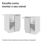 Balcão de Cozinha 60 x 60 cm 1 Porta (Sem Tampo) Branco/Branco Veludo Lux Madesa