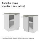 Balcão 60 x 60 cm 1 Porta (Com Tampo) Branco/Branco Veludo Lux Madesa