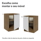 Balcão de Cozinha 60 x 60 cm 1 Porta (Sem Tampo) Rustic/Branco Veludo Lux Madesa