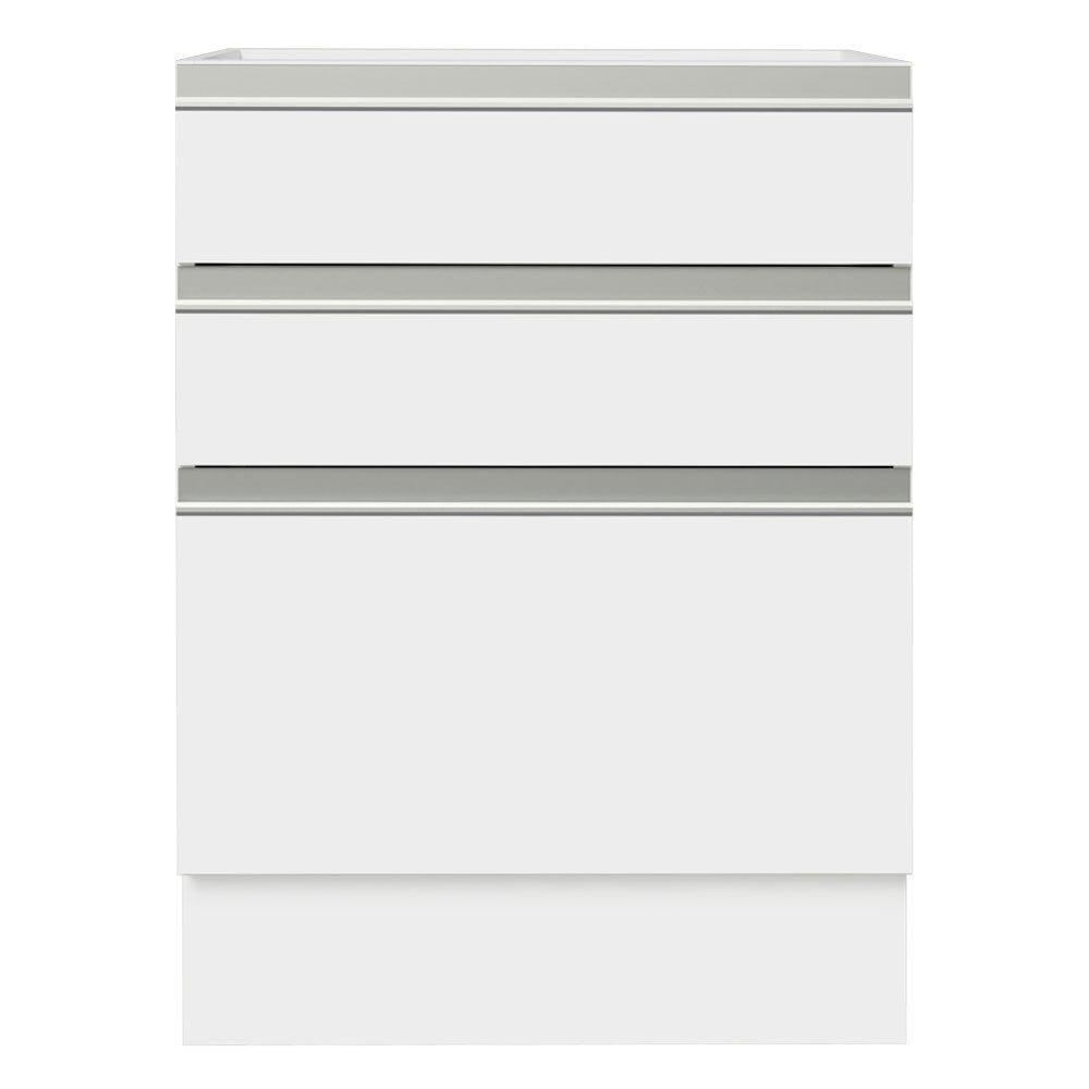 Balcão Cozinha 60 x 60 cm 3 Gavetas (Sem Tampo) Branco Glamy Madesa