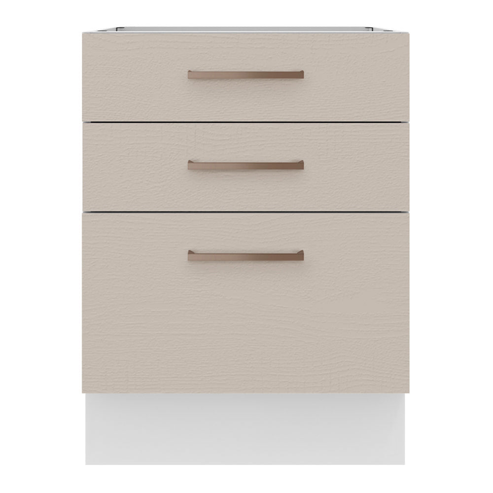 Balcão 60 x 60 cm 3 Gavetas (Sem Tampo) Branco/Crema Agata Madesa