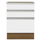 Balcão Cozinha 60 x 60 cm 3 Gavetas (Sem Tampo) Rustic/Branco Glamy Madesa