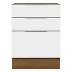 Balcão Cozinha 60 x 60 cm 3 Gavetas (Sem Tampo) Rustic/Branco Stella Madesa