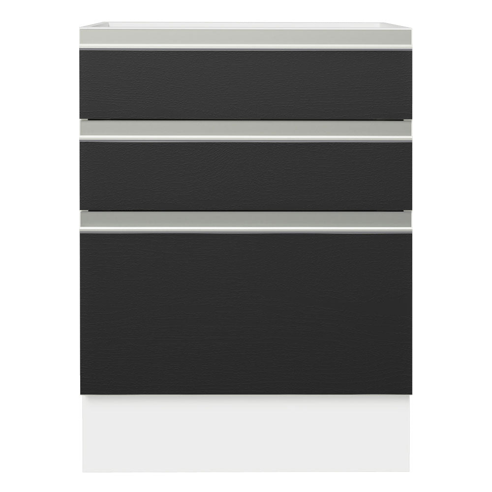 Balcão Cozinha 60 x 60 cm 3 Gavetas (Sem Tampo) Branco/Preto Glamy Madesa