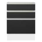 Balcão Cozinha 60 x 60 cm 3 Gavetas (Sem Tampo) Branco/Preto Glamy Madesa