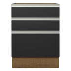 Balcão Cozinha 60 x 60 cm 3 Gavetas (Sem Tampo) Rustic/Preto Glamy Madesa
