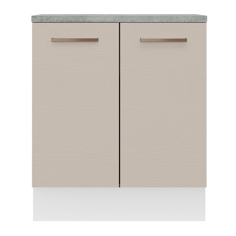 Balcão de Cozinha 70 x 60 cm 2 Portas (Com Tampo) Branco/Crema Agata Madesa