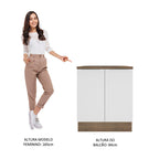 Balcão 70 x 60 cm 2 Portas (Com Tampo) Rustic/Branco Stella Madesa