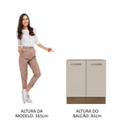 Balcão de Cozinha 70 x 60 cm 2 Portas (Sem Tampo) Rustic/Crema Agata Madesa