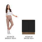 Balcão de Cozinha Madesa Agata 70 x 60 cm 2 Portas (Sem Tampo) Rustic/Preto