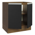 Balcão Cozinha 70 x 60 cm 2 Portas (Sem Tampo) Rustic/Preto Glamy Madesa