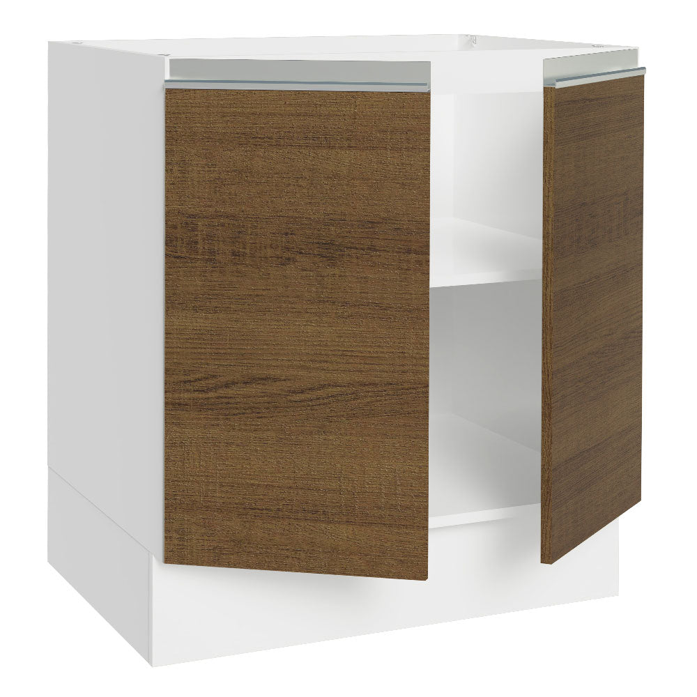 Balcão Cozinha 70 x 60 cm 2 Portas (Sem Tampo) Branco/Rustic Glamy Madesa