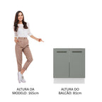 Balcão de Cozinha Madesa Agata 70 x 60 cm 2 Portas (Sem Tampo) Branco/Cinza