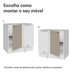 Balcão de Canto para Linha de 60 cm Profundidade (Sem Tampo) Branco/Crema Vik Madesa