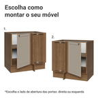 Balcão de Canto para Linha de 60 cm Profundidade (Sem Tampo) Rustic/Crema Vik Madesa