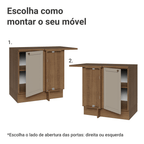 Balcão de Canto para Linha de 60 cm Profundidade (Com Tampo) Rustic/Crema Vik Madesa