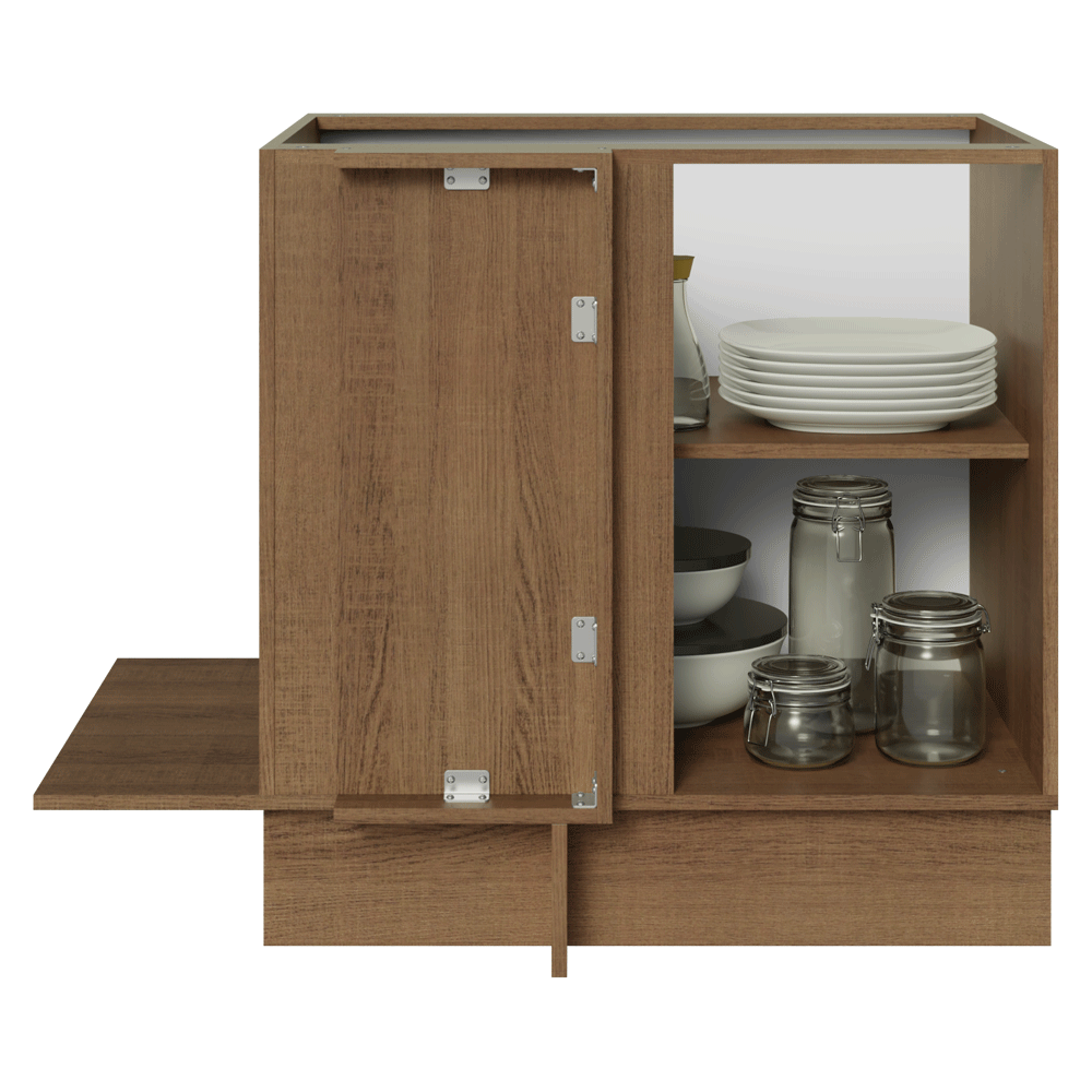 Balcão de Canto Madesa Agata 1 Porta 60 cm Profundidade (Sem Tampo) Rustic/Preto