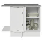 Balcão de Canto Madesa Glamy 1 Porta 60 cm Profundidade (Com Tampo) Branco/Rustic