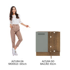 Balcão de Canto Madesa Agata 1 Porta 60 cm Profundidade (Sem Tampo) Rustic/Cinza