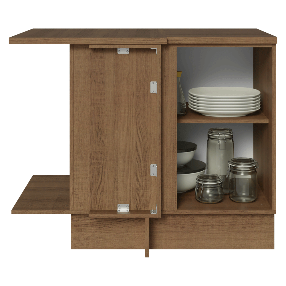 Balcão de Canto Madesa Agata 1 Porta 60 cm Profundidade (Com Tampo) Rustic/Cinza