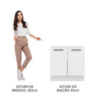 Balcão de Cozinha Madesa Agata 80 x 60 cm 2 Portas (Sem Tampo) Branco
