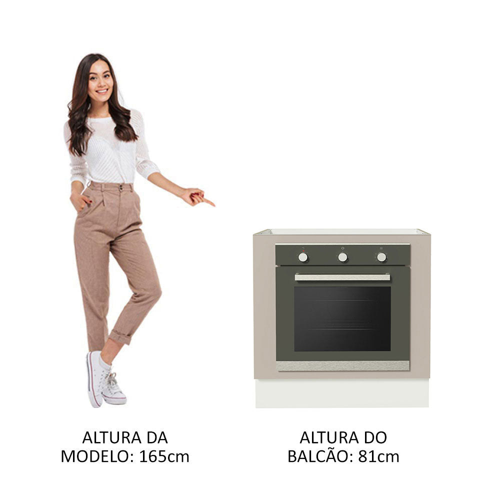 Balcão para Forno de Embutir 80 x 60 cm Sem Tampo Branco/Crema Agata Madesa
