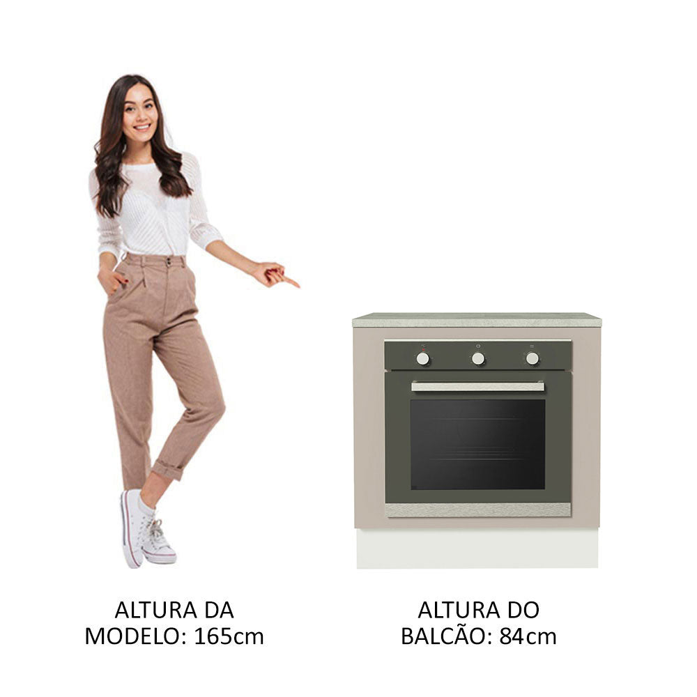 Balcão para Forno de Embutir 80 x 60 cm Com Tampo Branco/Crema Agata Madesa