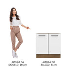 Balcão de Cozinha Madesa Agata 80 x 60 cm 2 Portas (Sem Tampo) Rustic/Branco