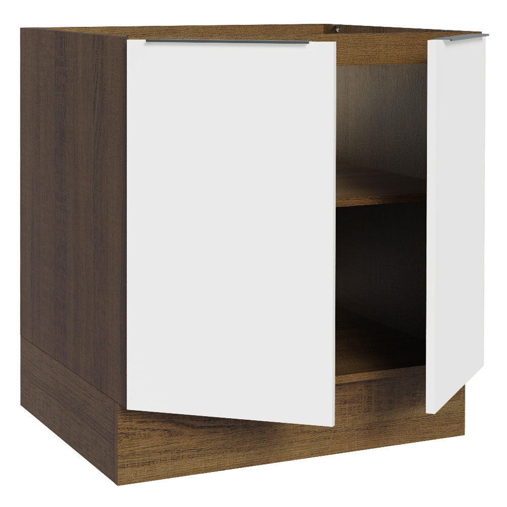 Balcão Cozinha 80 x 60 cm 2 Portas (Sem Tampo) Rustic/Branco Stella Madesa